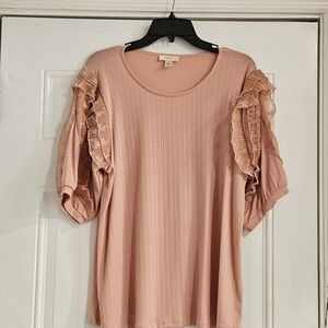 Cupio Blush Ruffle Sleeve Blouse